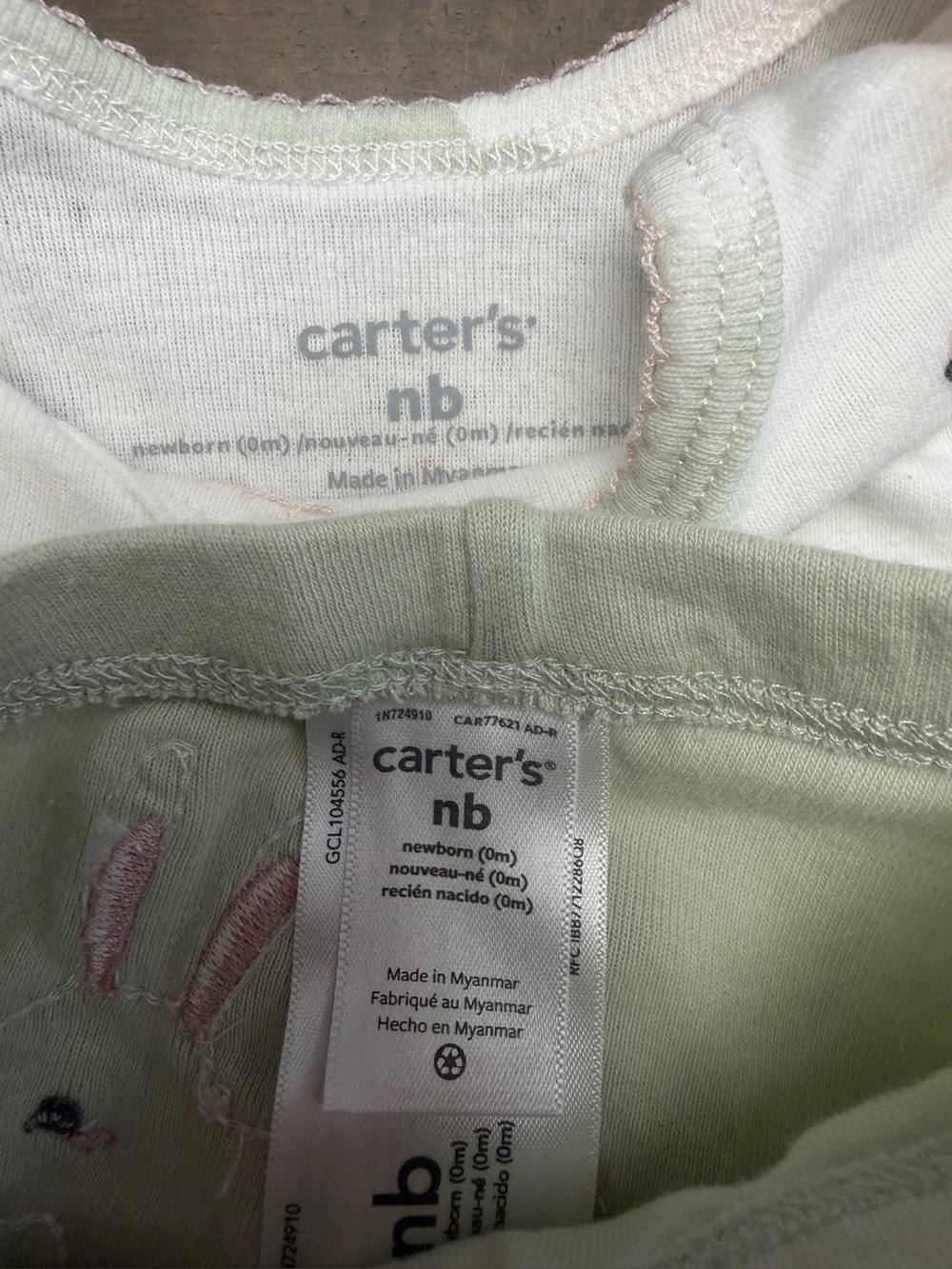 Carter's Baby Newborn 4pc Bunny Bodysuit Pants Shorts Cotton Knit Polka Dot - Picture 4 of 5